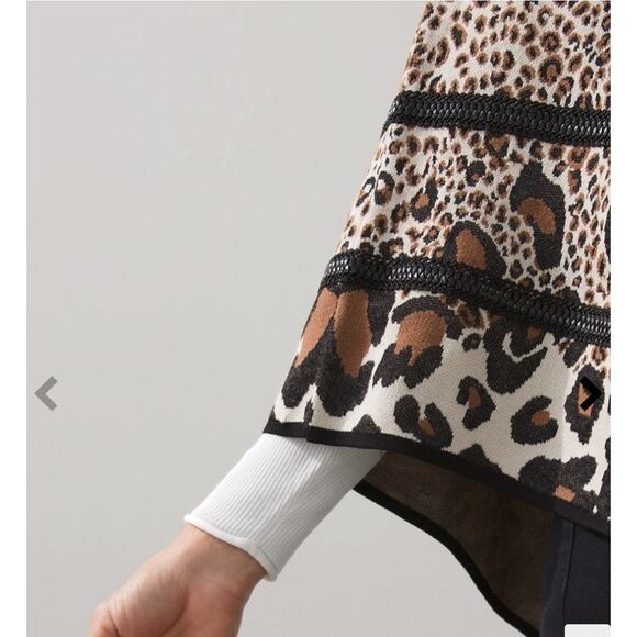 Chico's Cheetah Print Sweater Poncho Women's L/XL - Picture 10 of 10